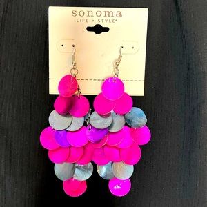 Pink and purple chandelier earrings